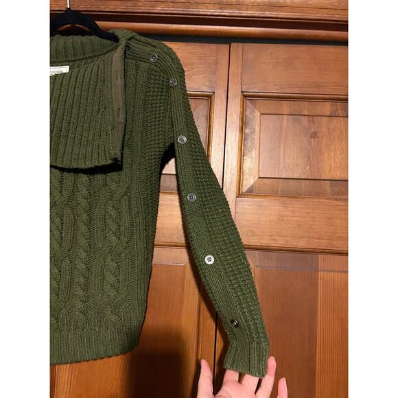Abercrombie & Fitch Women's Side Button Cable Knit Sweater Army Green Size XS - Picture 5 of 8